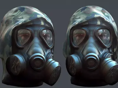 Gas mask helmet 3d model military combat fantasy  Low-poly 3D model buy