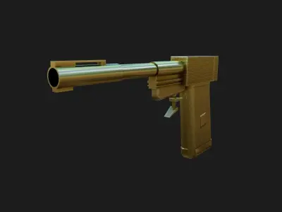 Golden Weapon Gold Pistol Low-poly 3D model