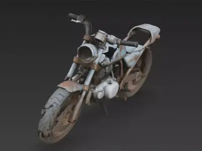 Abandoned Motorcycle Wreck Low-poly 3D model