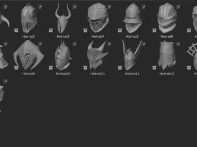 15 HELMETS Low poly and high poly Free low-poly 3D model