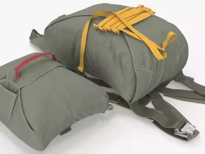 Military Parachute Backpack Folded 3D model