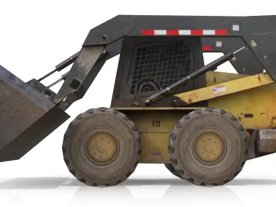 Low Poly 3D Model of Skid-Steer Loader Excavator Low-poly 3D model