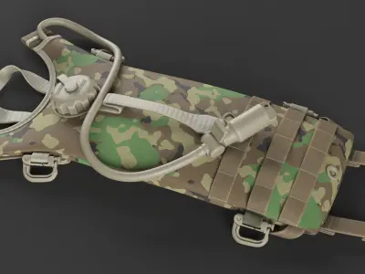 Hydration Backpack Carrier Camouflage Color Lying 3D model