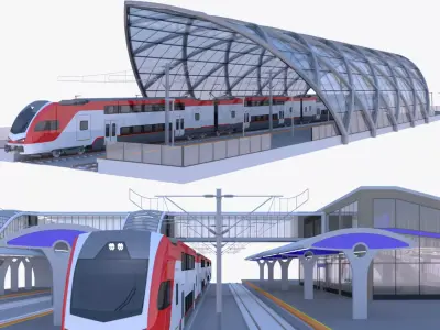Stations with Stadler Kiss train 3D Model Pack purchase