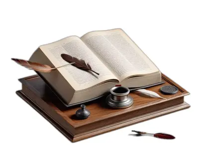 Vintage Book Inkwell Quill Set Low-poly 3D model