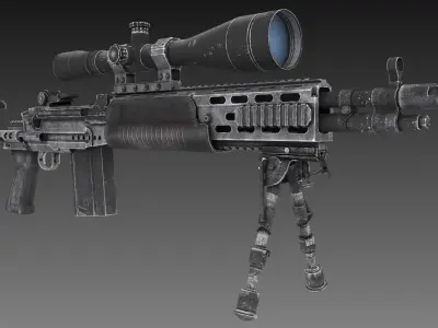 M2010 Enhanced Sniper Rifle  Low-poly 3D model