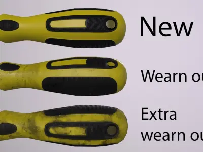 Crosshead and flathead screwdrivers set Low-poly 3D model