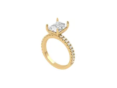Radiant solitaire Engagement Ring 3D print model