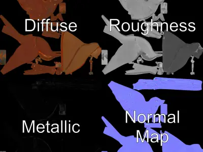 Metal Bird Sculpture Model Pack Low-poly 3D model