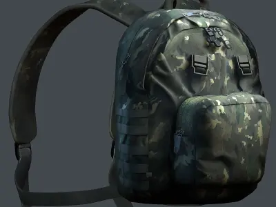 Backpack military combat Black baggage bag luggage Low-poly 3D model buy