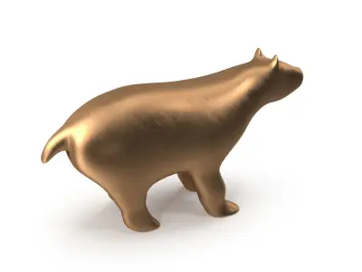 Bear PBR golden Low-poly 3D model