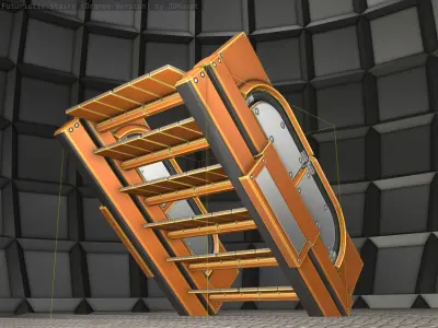 Sci-Fi Stairs - 23 - Orange  Version Low-poly 3D model