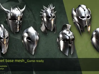 14 Warrior Helmet BASE MESH vol 01 Low-poly 3D model