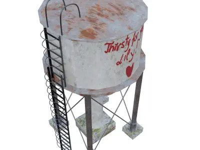 Abandoned Water Tower Low-poly 3D model