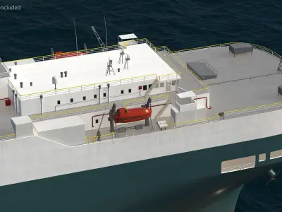 Car Carrier Cargo Ship Rigged 3D model