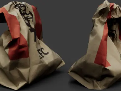crumpled paperbag fastfood trash pt2 photogrammetry Low-poly 3D model