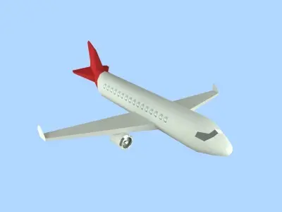 Plane Low Poly airplane flying in sky Low-poly 3D model