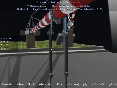 Railroad Barrier 7m High and Low-Poly Version 3D Model Pack