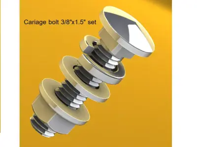 Carriage bolt  set 3D model