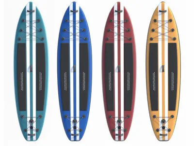Paddle Board 4 colors collection Low-poly 3D model