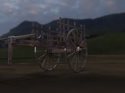 Bullock cart -ancient hand made  3D model