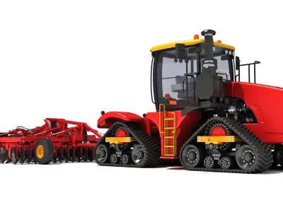 Tractor with Trailed Disc Harrow 3D model purchase