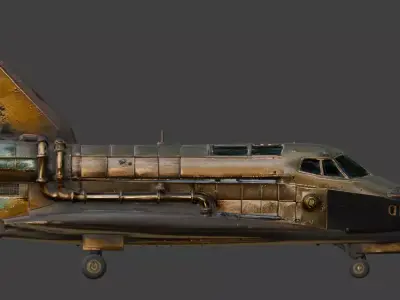 Realistic Antiquated Steampunk Space Shuttle Orbiter 3D Model Low-poly 3D model