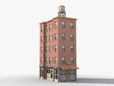 Apartment Building x16 Low-poly 3D model