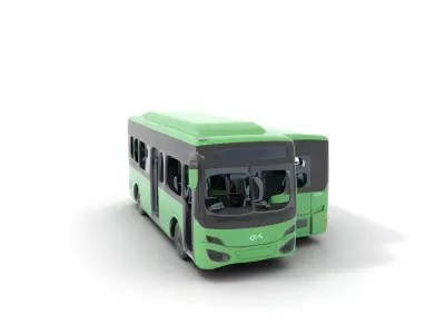 Green Electric Bus model pack Low-poly 3D model