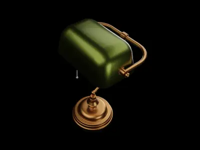 Vintage Glass Desk Lamp lowpoly asset for interior Low-poly 3D model