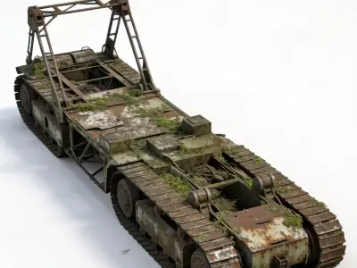 Overgrown Abandoned Tracked Transport Chassis 3D Model Low-poly 3D model