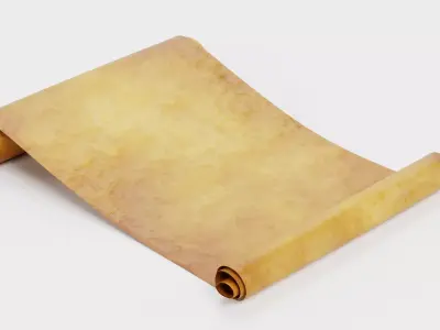 Scroll V2 - Aged Parchment Sheet Low-poly 3D model
