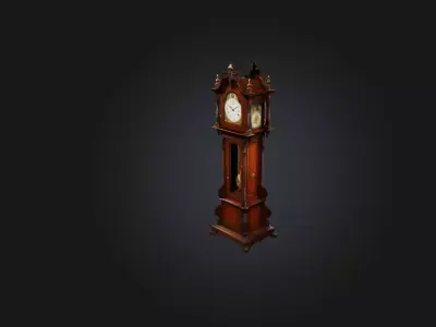 Antique Grandfather Clock Low-poly 3D model