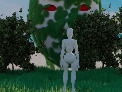 Sci-fi Futuristic forest style Low-poly 3D model