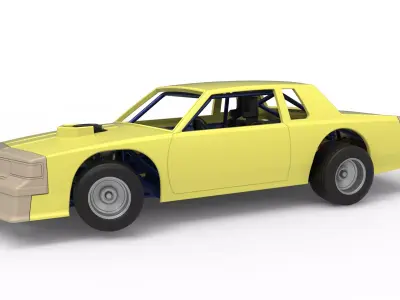 Vintage Dirt late model race car while turning Scale 1 to 25 3D print model