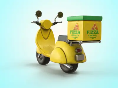 Cartoon Vespa Pizza Delivery  Low-poly 3D model