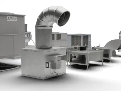 Rooftop HVAC assets Low-poly 3D model