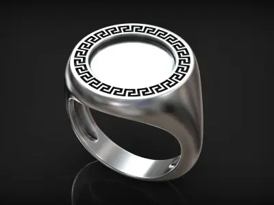 Round Antique Greek Ornament Meander Mockup Signet 3D print model