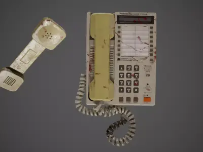 Retro Vintage Landline TelePhone  - Matsushita Panasonic Low-poly 3D model