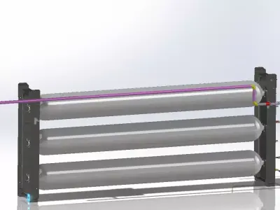 Stationary 3 clilinder natural gas storage skid with accesories 3D model