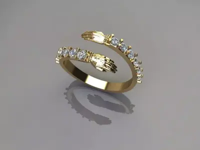 Hugging Hands Ring 3D Printable Love and Care Jewelry 3D print model