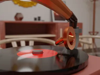 Vintage Gramaphone Realistic Model Low-poly 3D model