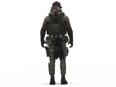 Advanced Fighter Pilot 3D Model Rigged Game Ready  Low-poly 3D model