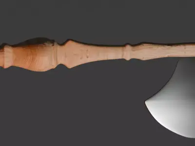 Fantasy Battle Axe -  Eastern Weapon game - READY 3D Model Low-poly 3D model