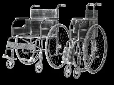 hospital wheelchair open and folded 3D model