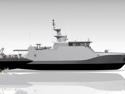 Fast Patrol Boat Ship Vessel 45M Low-poly 3D model