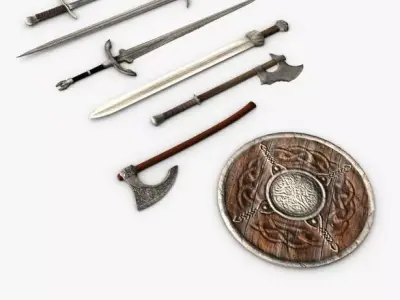 Ancient medieval swords collection 3D model