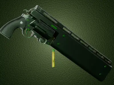 bulky revolver Low-poly 3D model