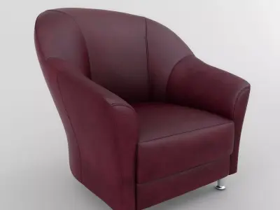 Chair maroon leather 3D model