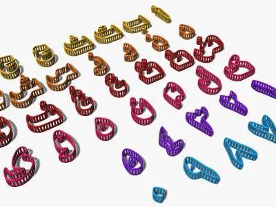 Arabic Alphabets and Numerals 01 Skeletal Pipes 3D model
